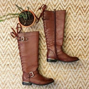 Knee high maroon boots